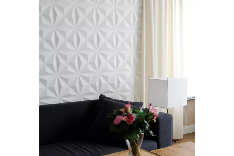 WallArt 3D vægpaneler diamantformer 12 stk GA-WA17 - Hvid - Boligtilbehør - Vægdekoration