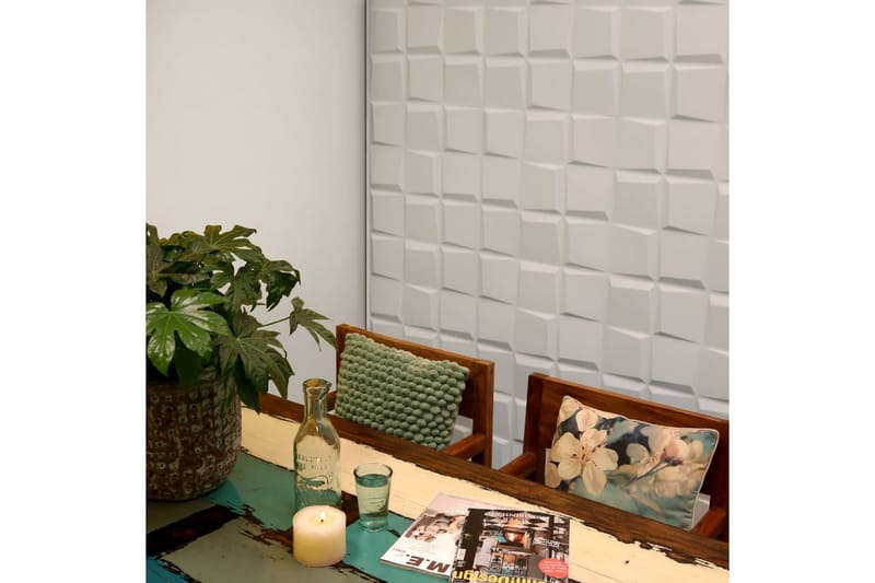 WallArt 3D vægpaneler kubeformer 12 stk. GA-WA21 - Hvid - Boligtilbehør - Vægdekoration