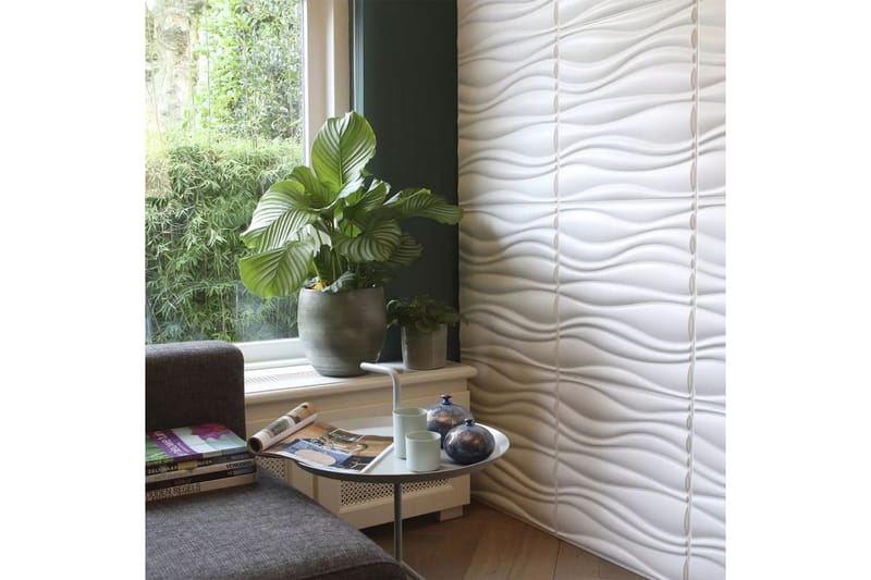 WallArt 3D vægpaneler med bølgedesign 12 dele GA-WA04 - Hvid - Boligtilbehør - Vægdekoration
