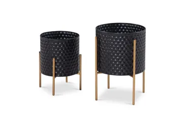 Vase Wohnling Sæt af 2 Aluminiums Blomster Plantekrukke 3 D Cirkeloverflade Moderne - Boligtilbehør - Krukker