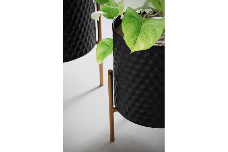 Vase Wohnling Sæt af 2 Aluminiums Blomster Plantekrukke 3 D Cirkeloverflade Moderne - Boligtilbehør - Krukker