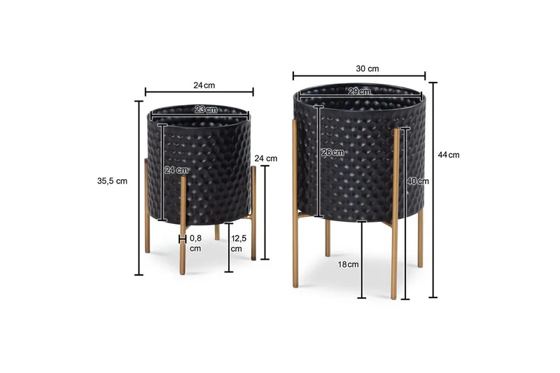 Vase Wohnling Sæt af 2 Aluminiums Blomster Plantekrukke 3 D Cirkeloverflade Moderne - Boligtilbehør - Krukker