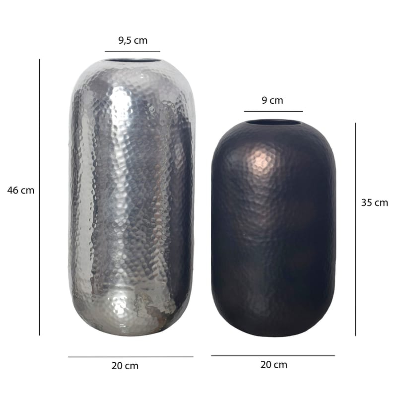 Corara Vase 46 cm Sæt med 2 - Sølvfarvet og sort bronze - Boligtilbehør - Vaser - Cylindervase
