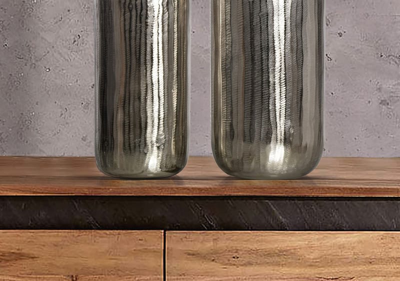 Dalaro Vase 40 cm Sæt med 2 - Sølvfarvet - Boligtilbehør - Vaser - Cylindervase
