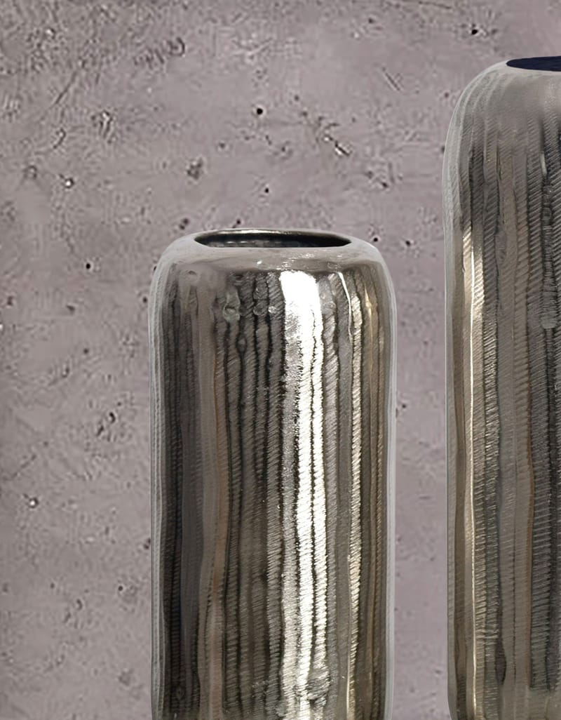 Dalaro Vase 40 cm Sæt med 2 - Sølvfarvet - Boligtilbehør - Vaser - Cylindervase