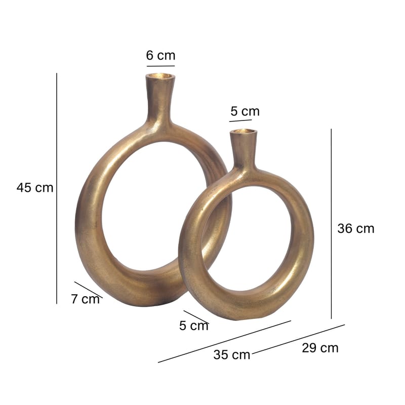 Dalena Vase 45 cm Sæt med 2 - Antikguld - Boligtilbehør - Vaser