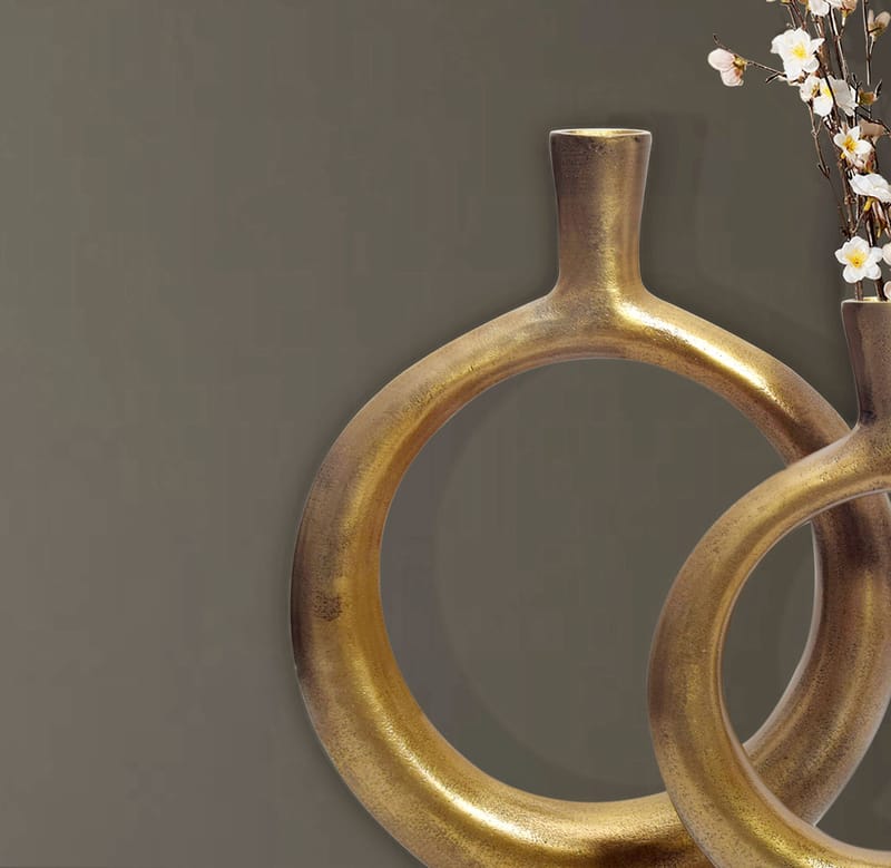 Dalena Vase 45 cm Sæt med 2 - Antikguld - Boligtilbehør - Vaser