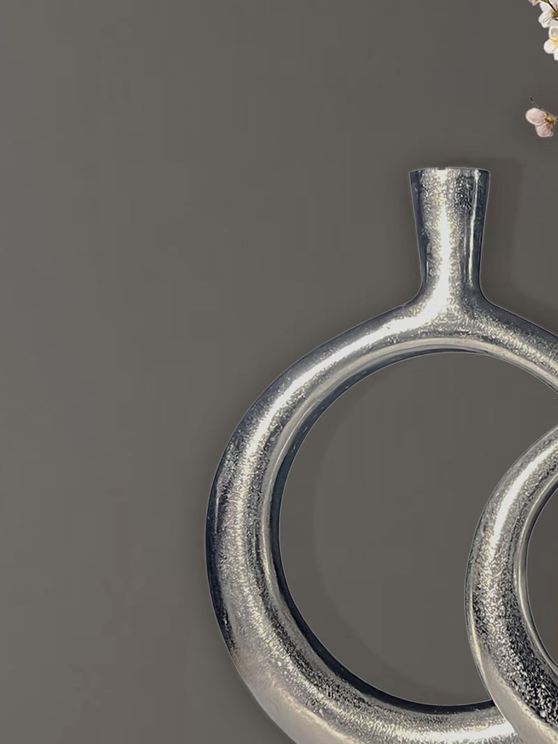 Dalena Vase 45 cm Sæt med 2 - Sølvfarvet - Boligtilbehør - Vaser