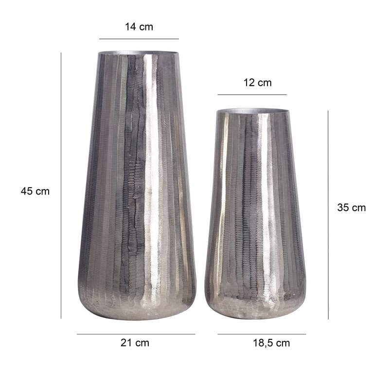 Daleri Vase 45 cm sæt med 2 - Sølvfarvet - Boligtilbehør - Vaser - Cylindervase