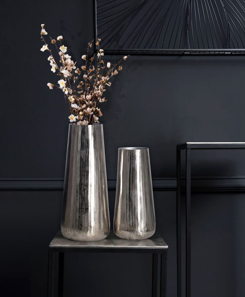 Daleri Vase 45 cm sæt med 2 - Sølvfarvet - Boligtilbehør - Vaser - Cylindervase