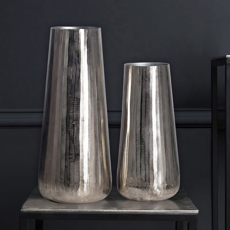 Daleri Vase 45 cm sæt med 2 - Sølvfarvet - Boligtilbehør - Vaser - Cylindervase