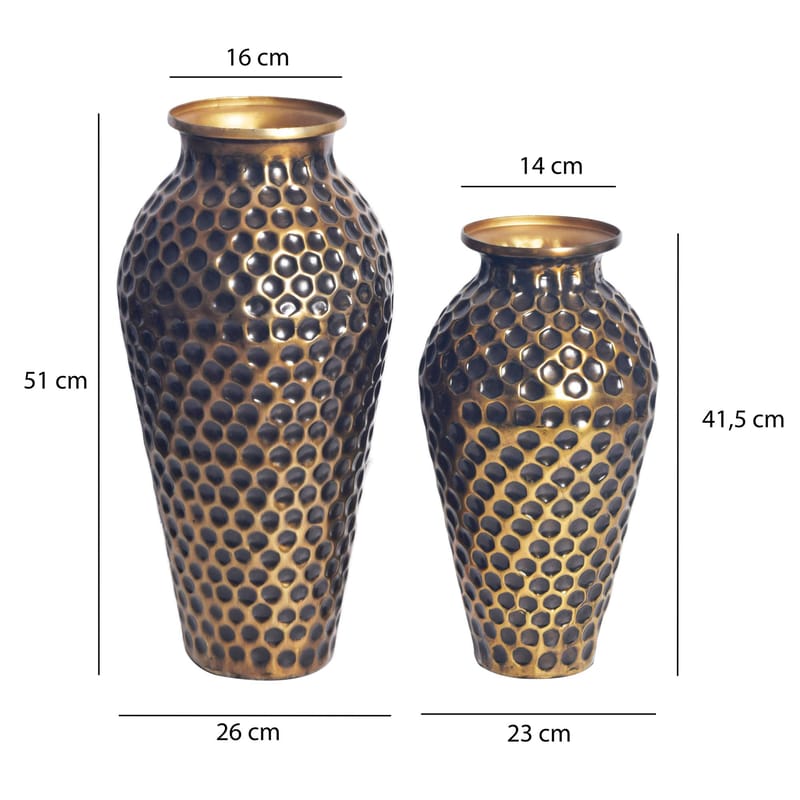 Dalilo Vase 51 cm Sæt med 2 - Antikguld med mørk patina - Boligtilbehør - Vaser