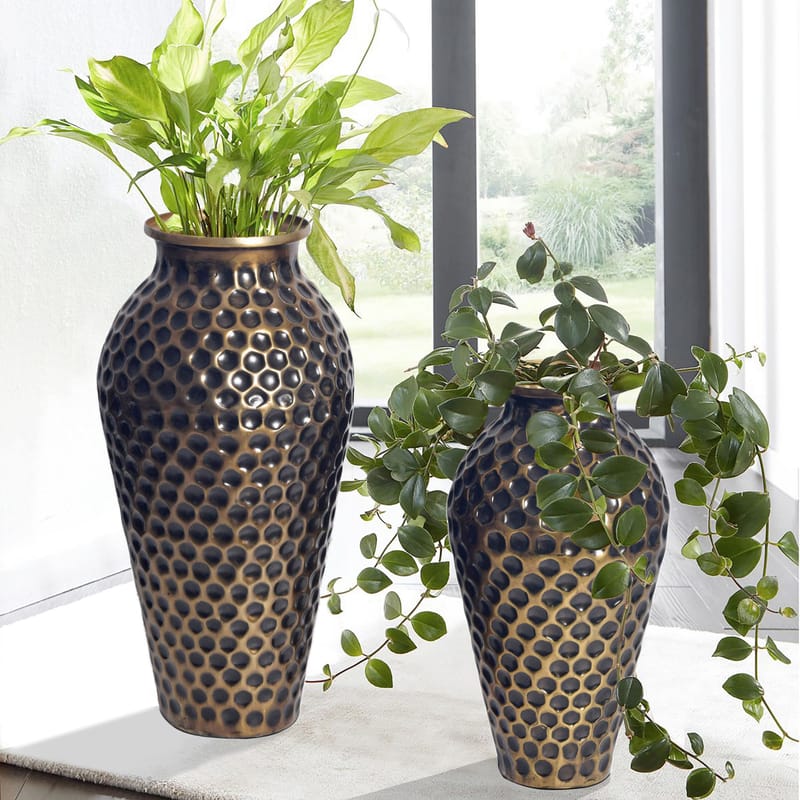Dalilo Vase 51 cm Sæt med 2 - Antikguld med mørk patina - Boligtilbehør - Vaser
