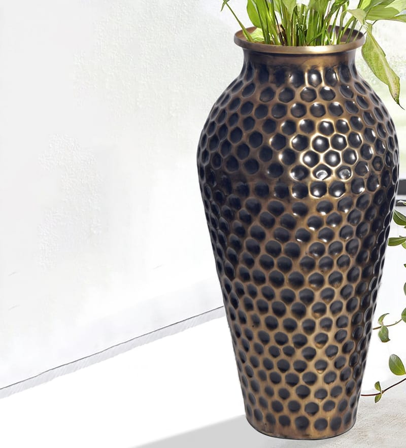 Dalilo Vase 51 cm Sæt med 2 - Antikguld med mørk patina - Boligtilbehør - Vaser