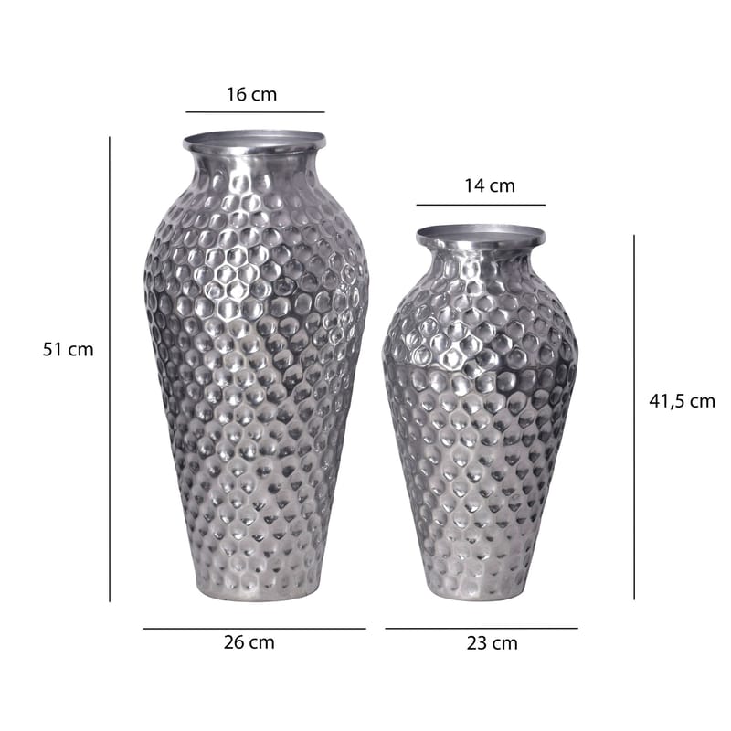 Dalilo Vase 51 cm Sæt med 2 - Sølvfarvet - Boligtilbehør - Vaser