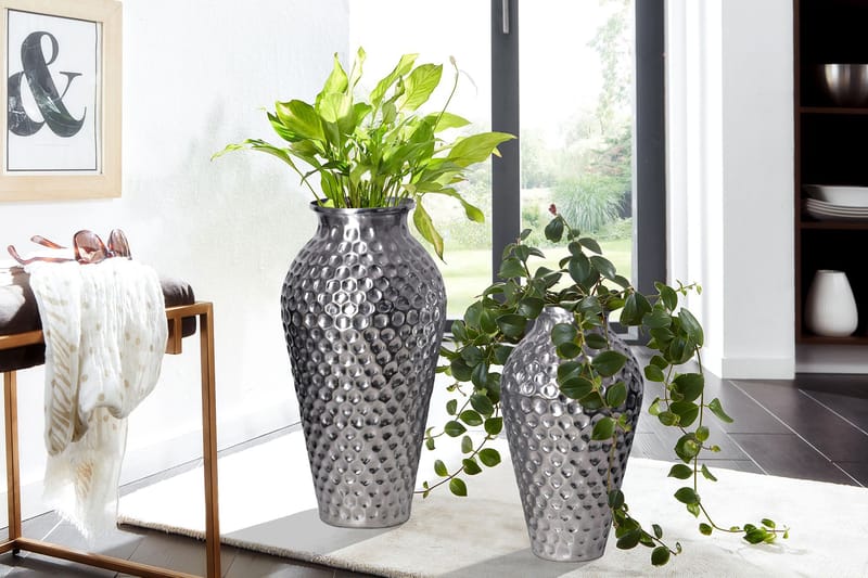 Dalilo Vase 51 cm Sæt med 2 - Sølvfarvet - Boligtilbehør - Vaser