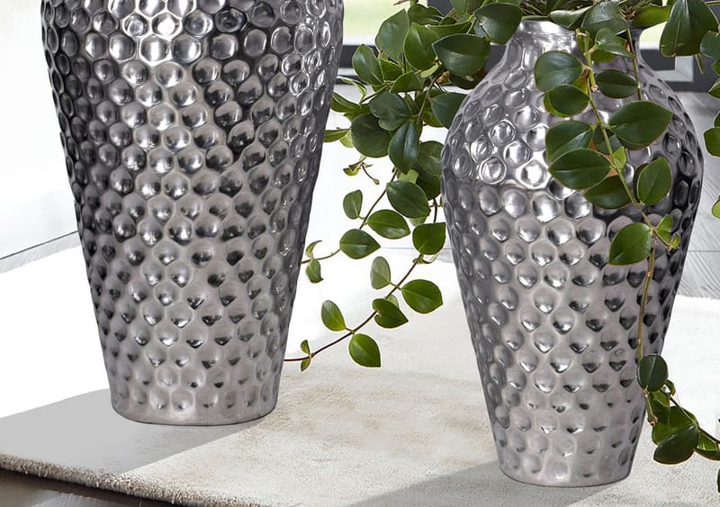 Dalilo Vase 51 cm Sæt med 2 - Sølvfarvet - Boligtilbehør - Vaser