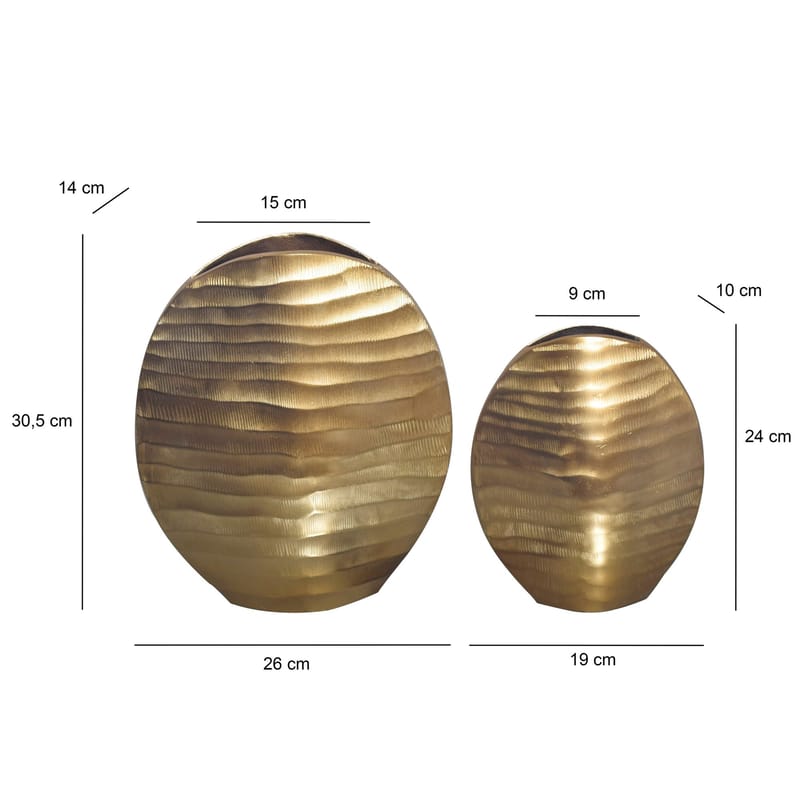 Dalira Vase 31 cm sæt med 2 - Guldfarvet - Boligtilbehør - Vaser