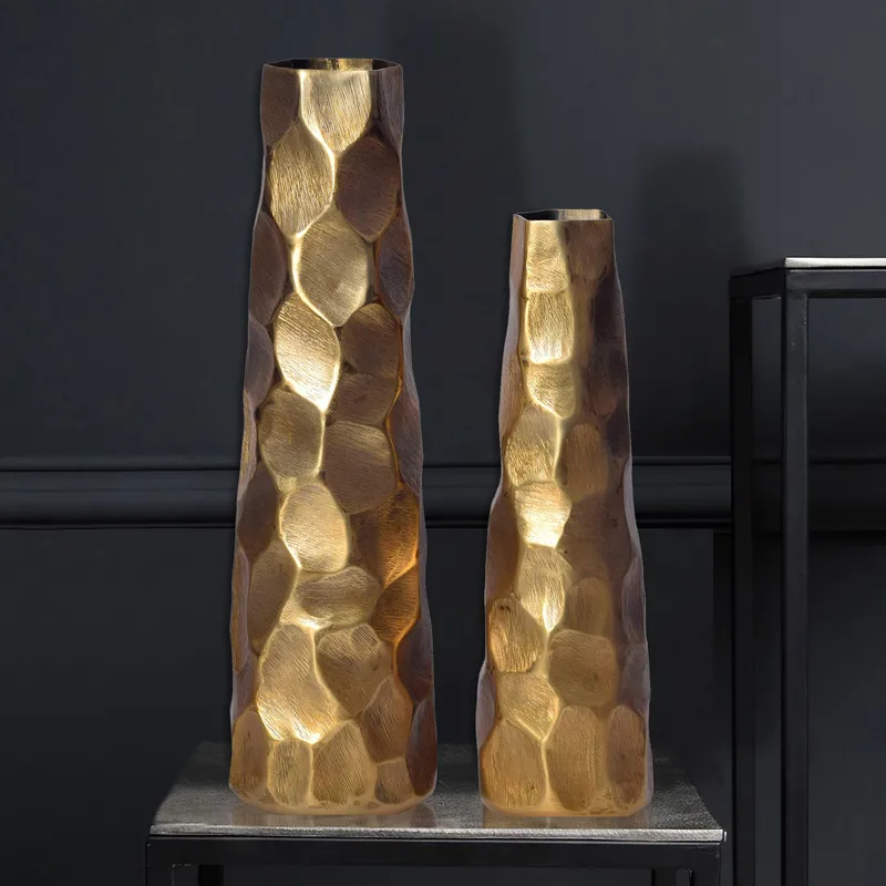 Daluna Vase 49 cm sæt med 2 - Guldfarvet - Boligtilbehør - Vaser - Cylindervase