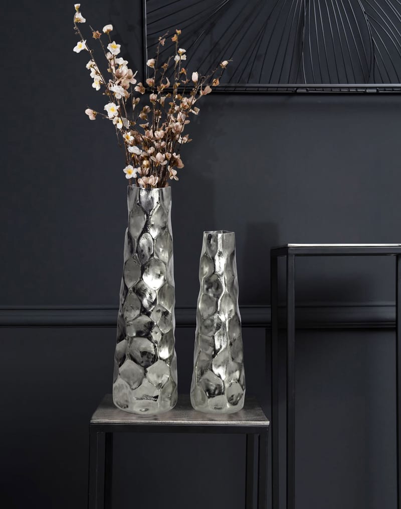 Daluna Vase 49 cm sæt med 2 - Sølvfarvet - Boligtilbehør - Vaser - Cylindervase