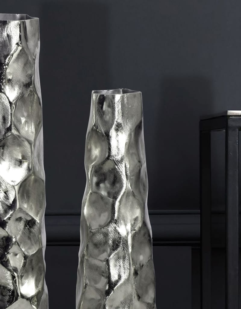 Daluna Vase 49 cm sæt med 2 - Sølvfarvet - Boligtilbehør - Vaser - Cylindervase