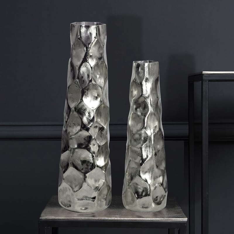 Daluna Vase 49 cm sæt med 2 - Sølvfarvet - Boligtilbehør - Vaser - Cylindervase