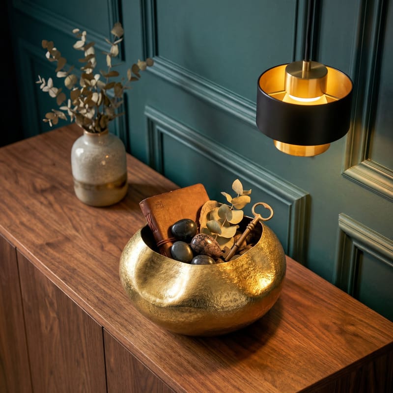 Harvik bordvase 30 cm i aluminium - Guld - Boligtilbehør - Vaser