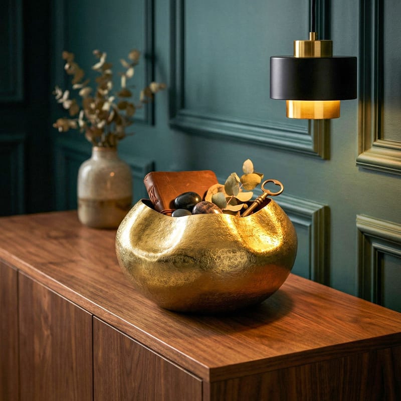 Harvik bordvase 30 cm i aluminium - Guld - Boligtilbehør - Vaser