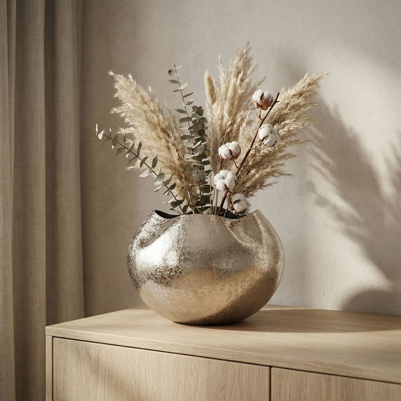 Harvik bordvase 30 cm i aluminium - Sølv - Boligtilbehør - Vaser