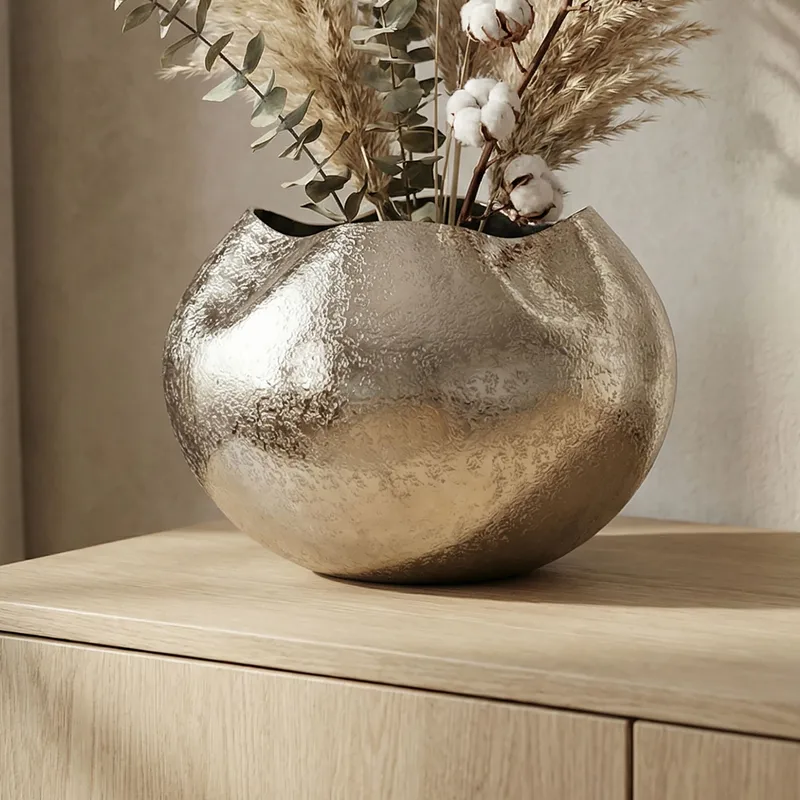 Harvik bordvase 30 cm i aluminium - Sølv - Boligtilbehør - Vaser