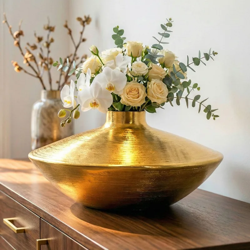 Helin Bordsvase 35 cm i aluminium - Guld - Boligtilbehør - Vaser
