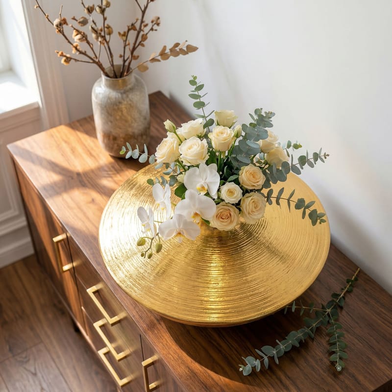 Helin Bordsvase 35 cm i aluminium - Guld - Boligtilbehør - Vaser
