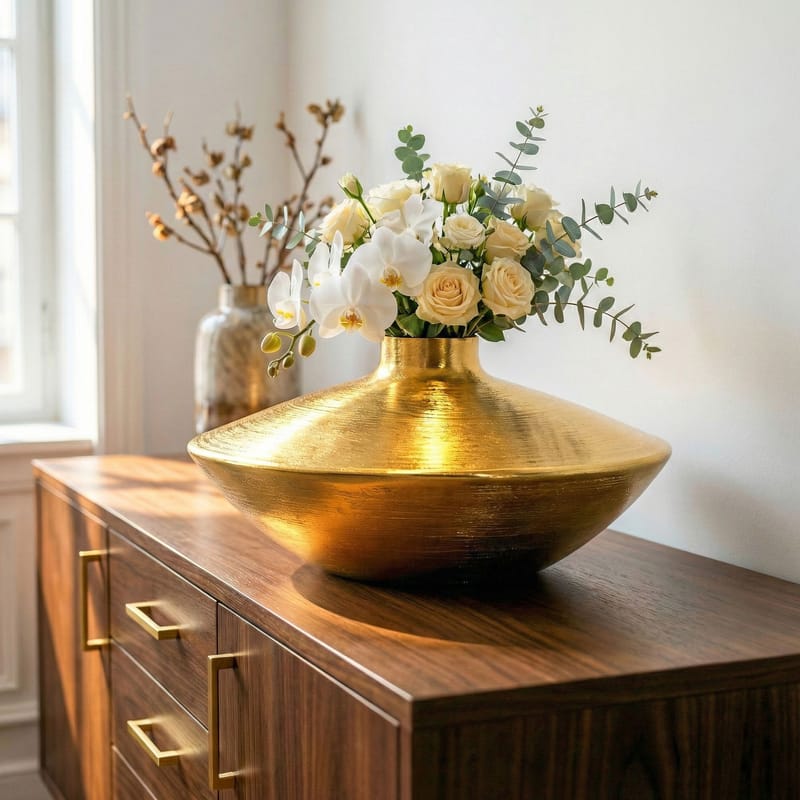 Helin Bordsvase 35 cm i aluminium - Guld - Boligtilbehør - Vaser