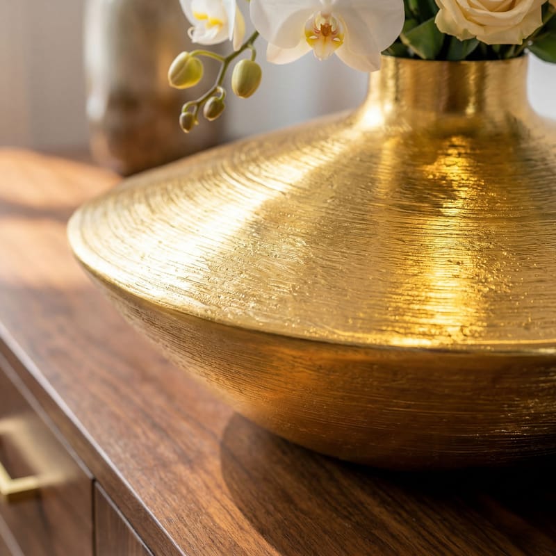 Helin Bordsvase 35 cm i aluminium - Guld - Boligtilbehør - Vaser