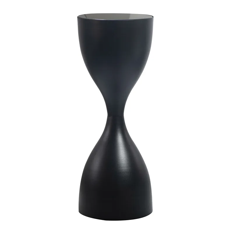 Relvik rundt sidebord 23 cm i metal og glas, Sort