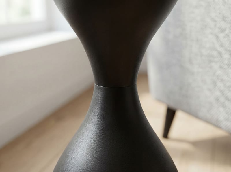 Relvik rundt sidebord 23 cm i metal og glas - Sort - Boligtilbehør - Vaser