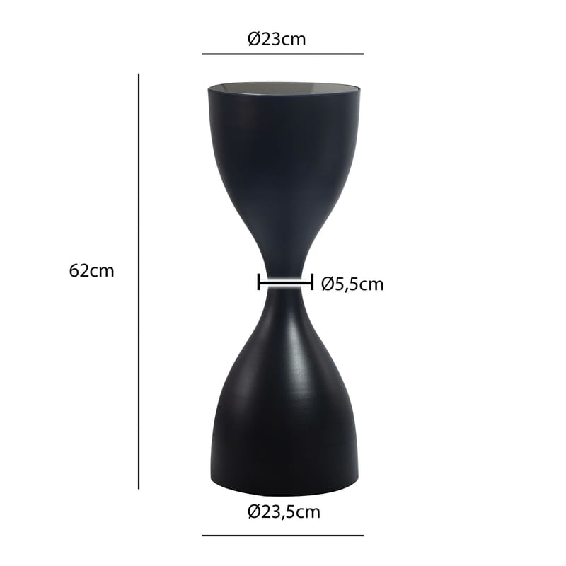Relvik rundt sidebord 23 cm i metal og glas - Sort - Boligtilbehør - Vaser