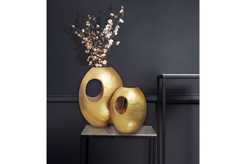 Vase Wohnling Sæt af 2 Aluminium Hammered look, moderne loftstil Guld - Guld - Boligtilbehør - Vaser