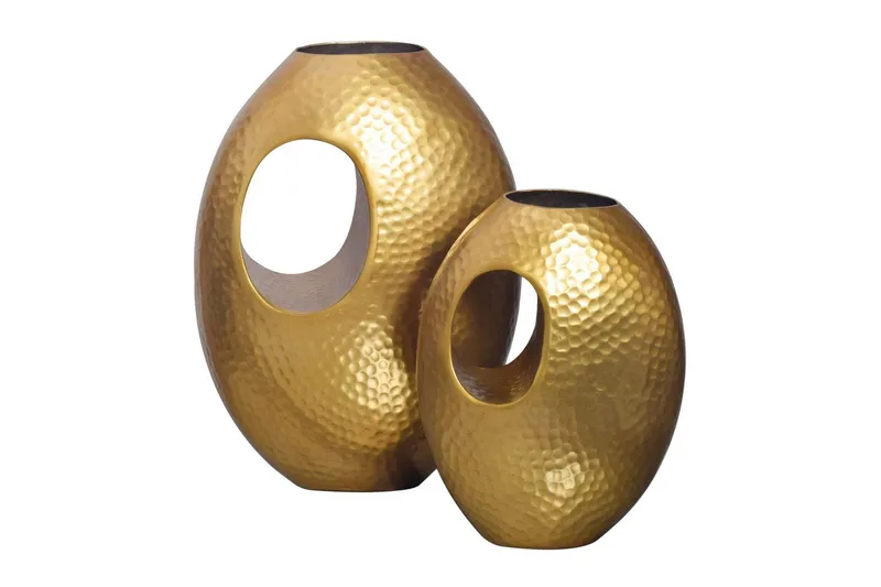 Vase Wohnling Sæt af 2 Aluminium Hammered look, moderne loftstil Guld, Guld