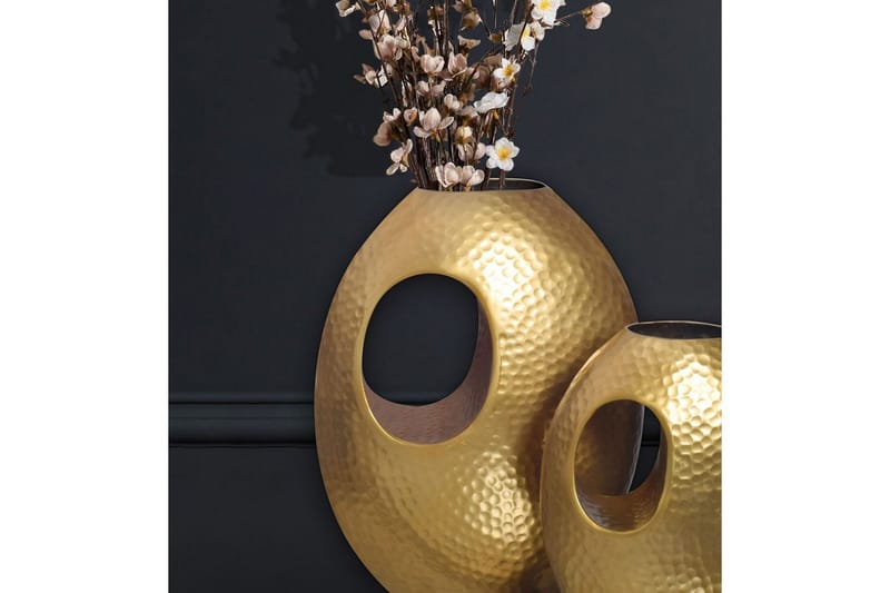 Vase Wohnling Sæt af 2 Aluminium Hammered look, moderne loftstil Guld - Guld - Boligtilbehør - Vaser