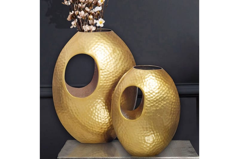 Vase Wohnling Sæt af 2 Aluminium Hammered look, moderne loftstil Guld - Guld - Boligtilbehør - Vaser