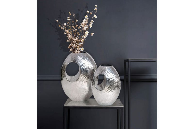 Vase Wohnling Sæt af 2 Aluminium Hammered look, moderne loftstil Sølv - Sølv - Boligtilbehør - Vaser
