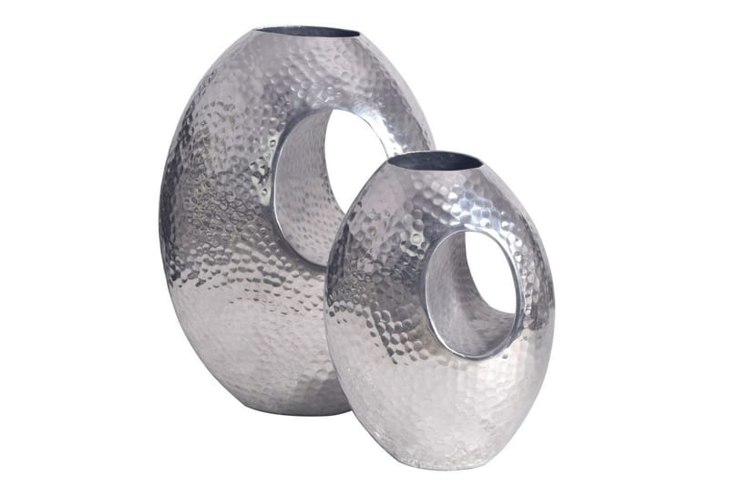 Vase Wohnling Sæt af 2 Aluminium Hammered look, moderne loftstil Sølv - Sølv - Boligtilbehør - Vaser