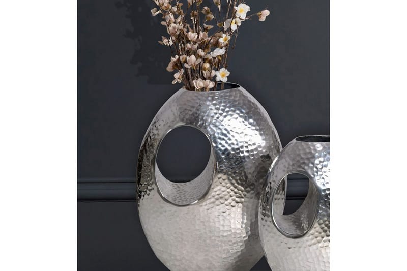 Vase Wohnling Sæt af 2 Aluminium Hammered look, moderne loftstil Sølv - Sølv - Boligtilbehør - Vaser