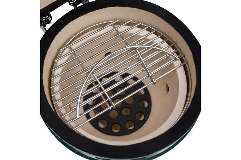 2-i-1 Kamado-røgegrill 56 cm keramisk grøn - Grøn - Have - Grill - Rygeovne & rygegriller