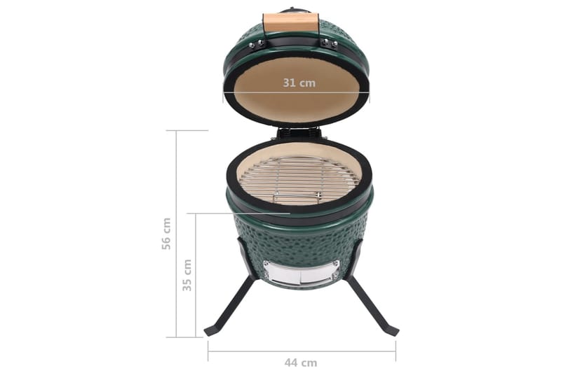 2-i-1 Kamado-røgegrill 56 cm keramisk grøn - Grøn - Have - Grill - Rygeovne & rygegriller