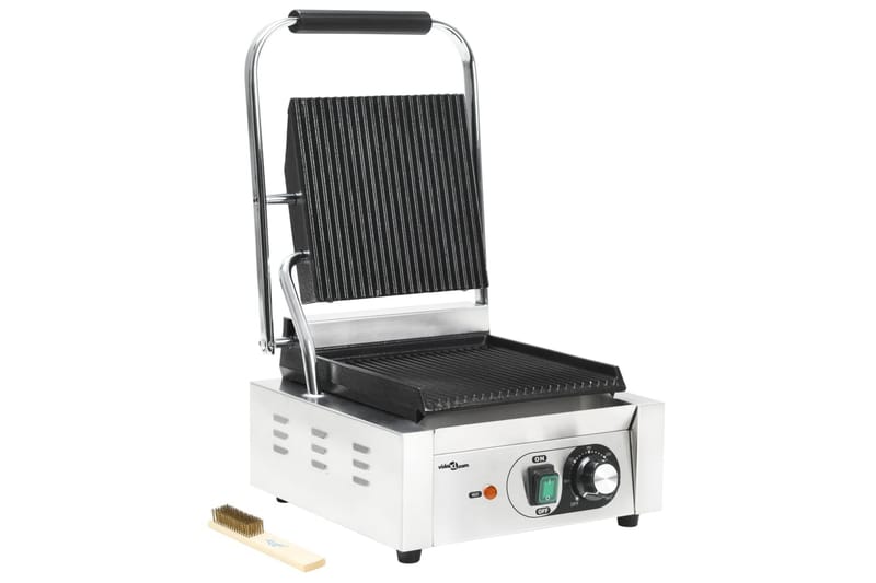 Rillet Panini-Grill Rustfrit Stål 1800 W 32 X 41 X 19 Cm - Sølv - Have - Grill - Elgrille