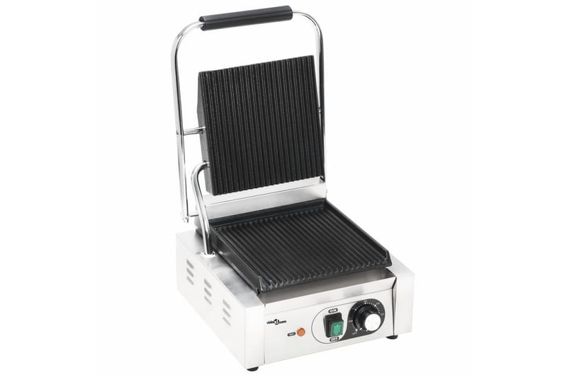 Rillet Panini-Grill Rustfrit Stål 1800 W 32 X 41 X 19 Cm - Sølv - Have - Grill - Elgrille