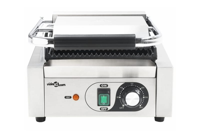 Rillet Panini-Grill Rustfrit Stål 1800 W 32 X 41 X 19 Cm - Sølv - Have - Grill - Elgrille