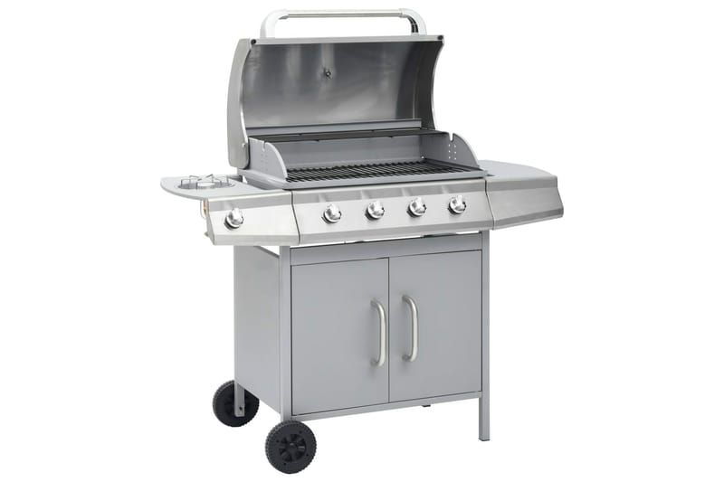 gasgrill 4+1 grillzoner rustfrit stål sølvfarvet - Sølv - Have - Grill - Gasgrille
